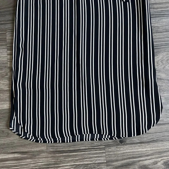 Who What Wear Black White Striped‎ Tie Neck Sleeveless Shift Dress Size Small - Picture 4 of 10